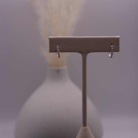 14K Solid Yellow Gold "the Simple Things" Beaded Hoop Earrings - Picture 5 of 6